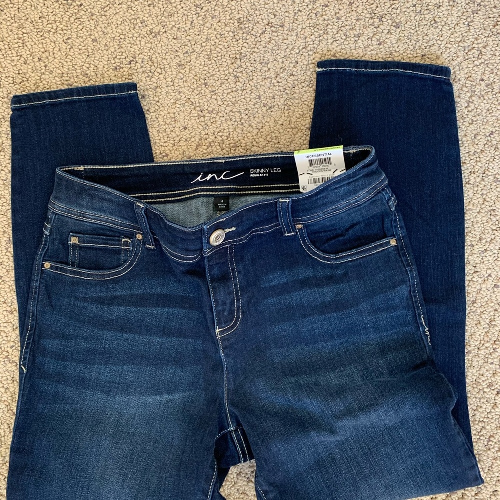 INC International Concept: NWT Dark Blue Skinny Leg Jeans